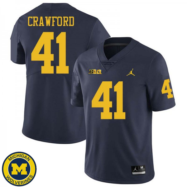 Men University of Michigan #41 Kekoa Crawford Navy Jordan Brand NCAA Player Game Jersey